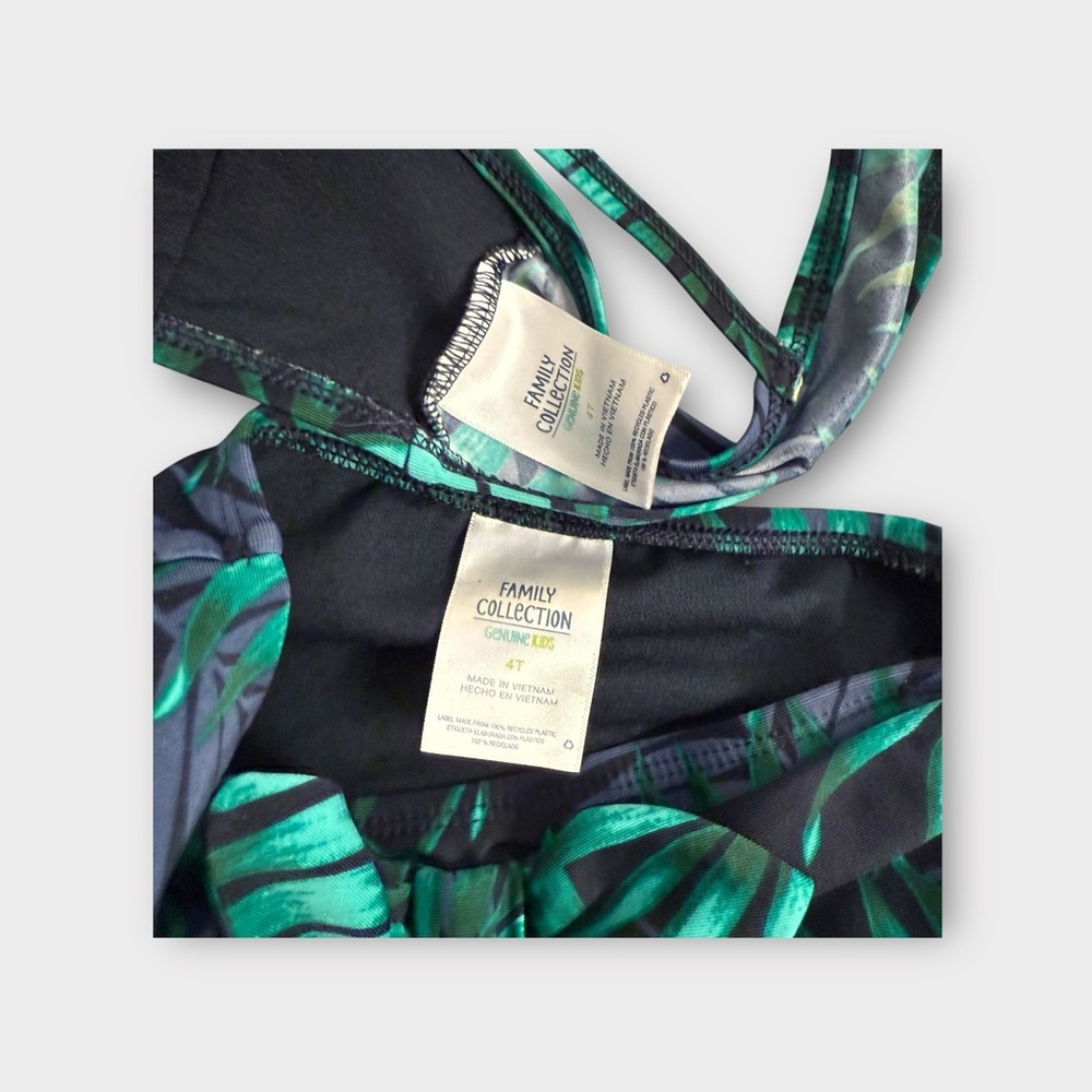 Genuine Kids Palm Tree Leaf Green 2 Piece Swimsuit - Picture 2 of 4